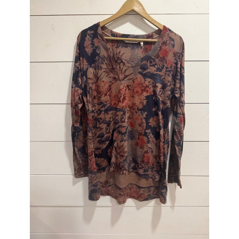 SOFT SURROUNDINGS Millie Long Sleeve Floral Top Shirt Women's Medium